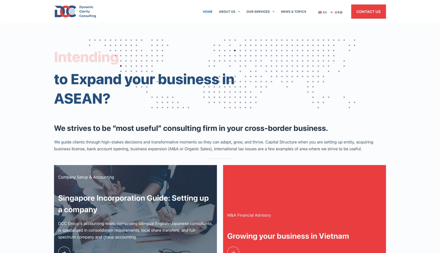 Desktop view of the GPC Group website, branded Dynamic Clarity Consulting.